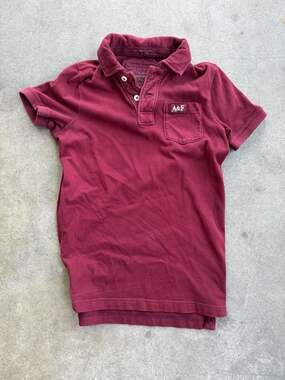 Abercrombie & Fitch Men's Burgundy Muscle Fit Pocket Polo Shirt